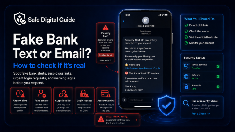 Fake bank text or email